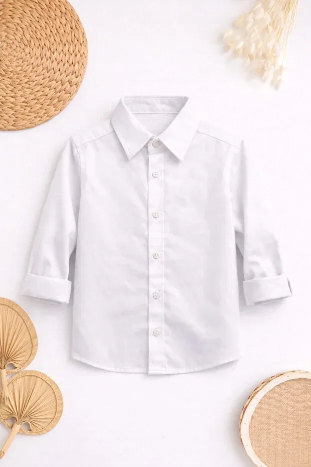 Детская рубашка для мальчиков с длинным рукавом Kokoş Bebek, White