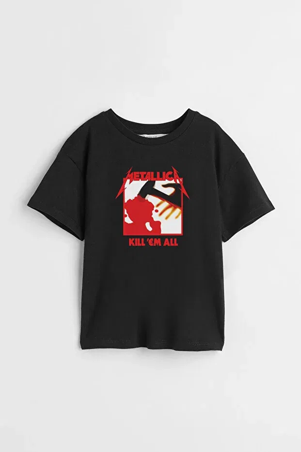 Детская футболка для мальчиков с принтом Metallica Kill Em All Album Printed Design Darkia, Black