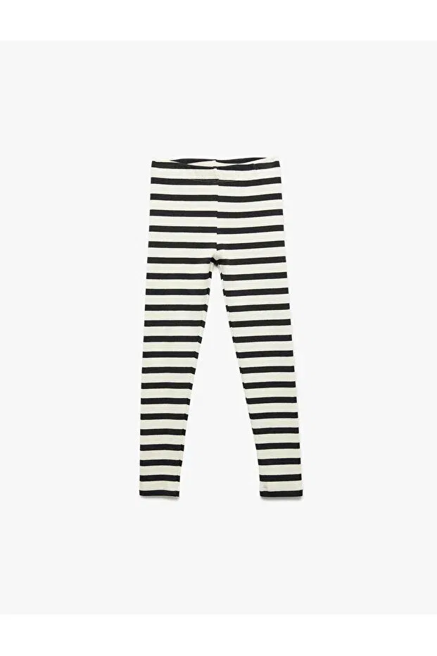 Детские леггинсы для девочек узкие хлопковые Striped camisole slim fit cotton black girls leggings 6wkg40088ak Koton, Black