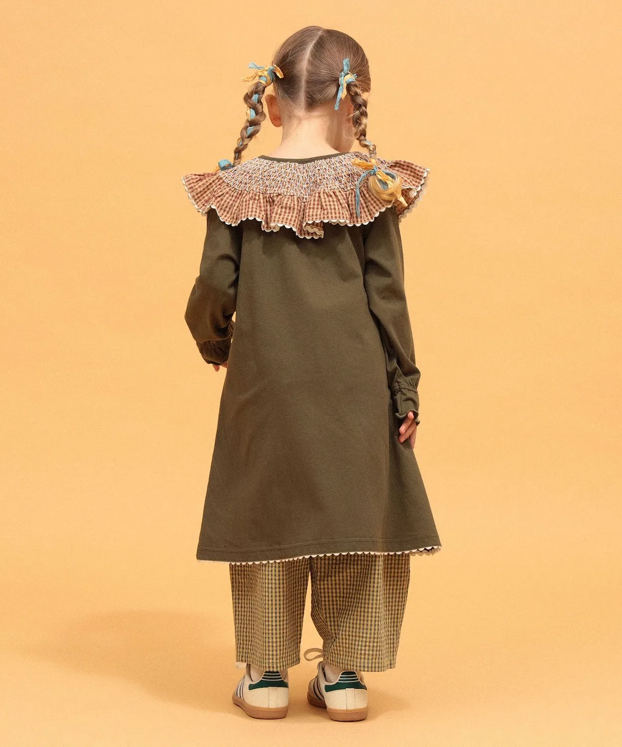 Детское платье для девочек с фрил-воротником Smocking Frill Collar Kodomo Beams, Sax Blue — фото 4