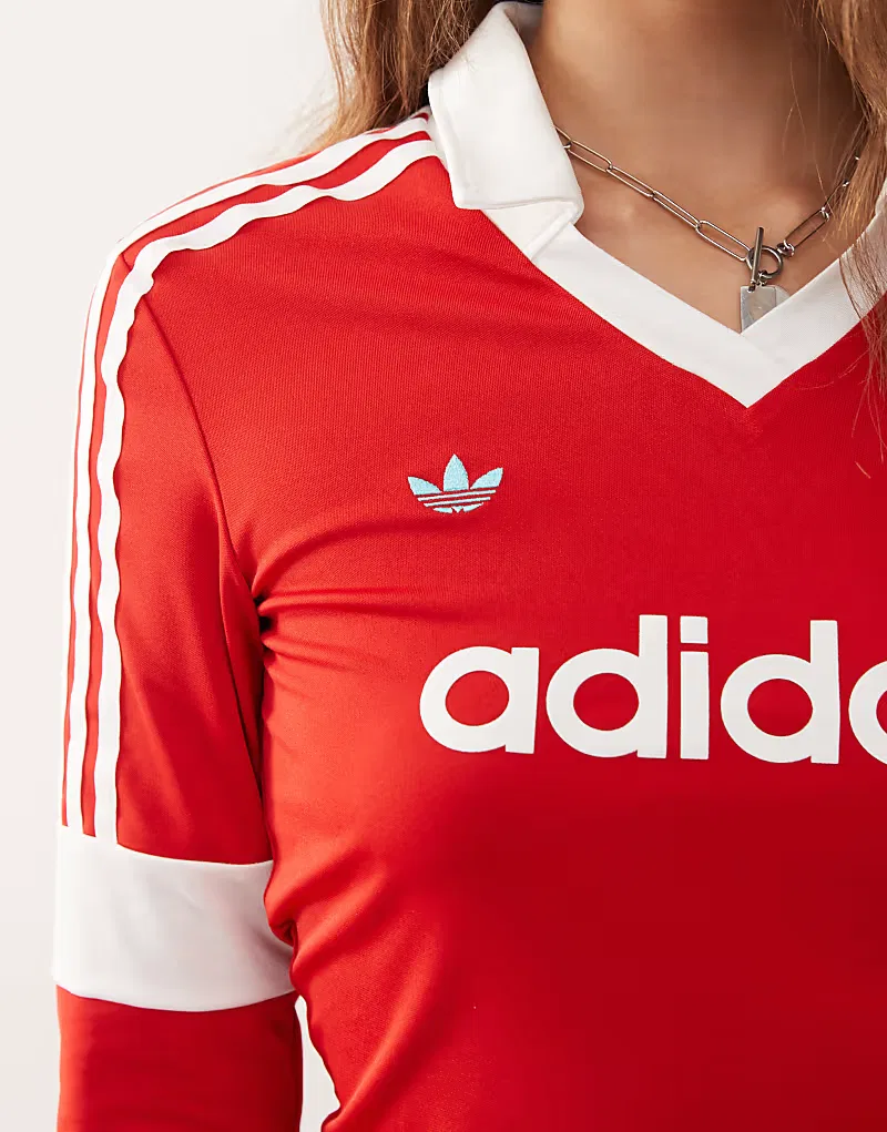 Лонгслив футбольный Adidas Originals, красный — фото 4