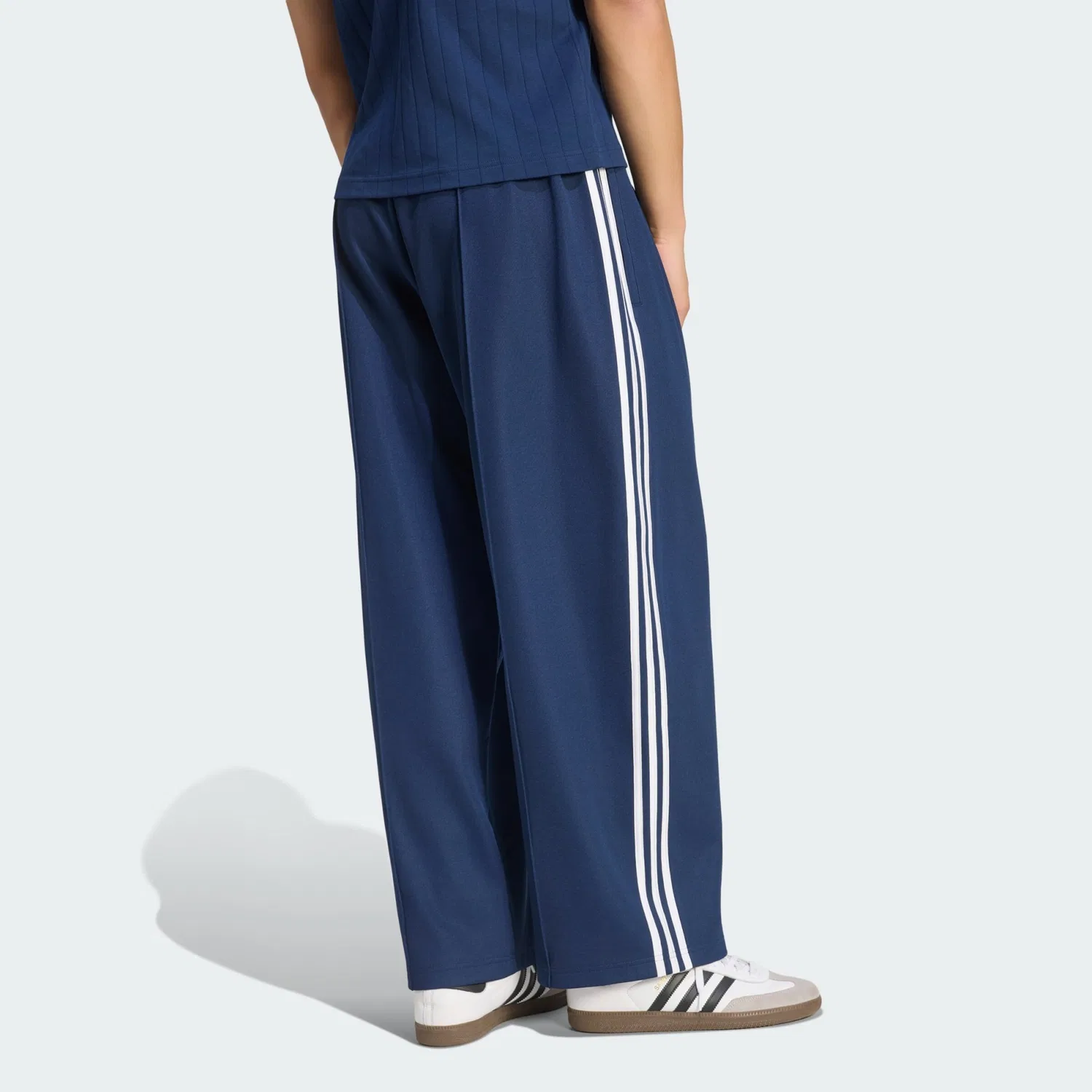 Брюки Adidas Originals с широкими штанинами, темно-синие — фото 3