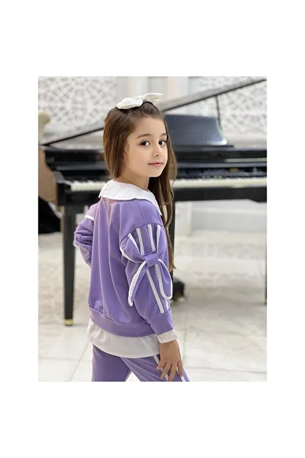 Детский спортивный костюм для девочек с принтом Maminika, Lilac — фото 4