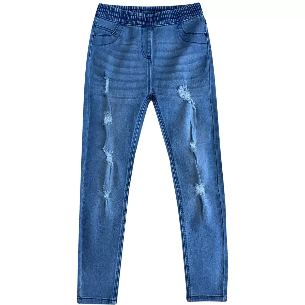 Детские джеггинсы для девочек с эффектом потертости Just Love, Light Denim Woven Distressed Jegging