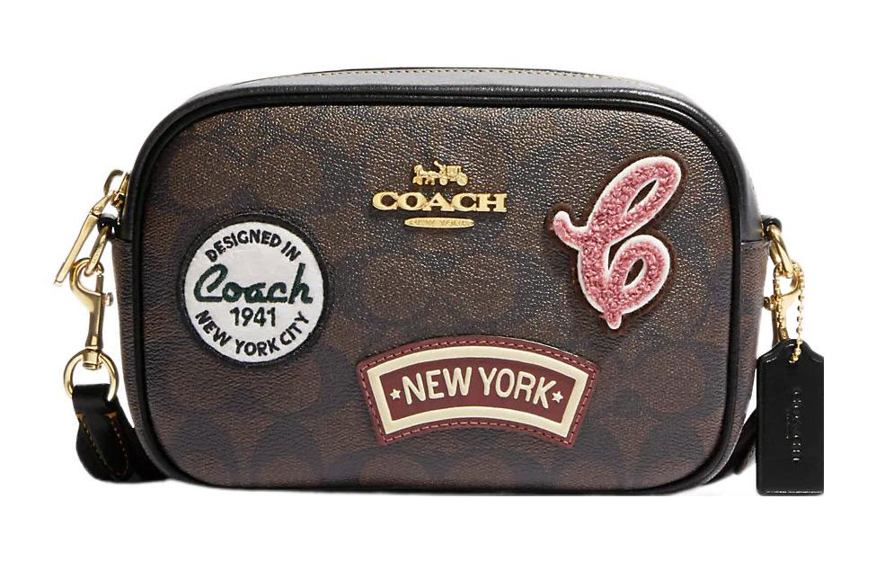 

Jamie Canvas With Leather Камера Сумка Через Плечо Мини Женская Темно-Коричневая COACH