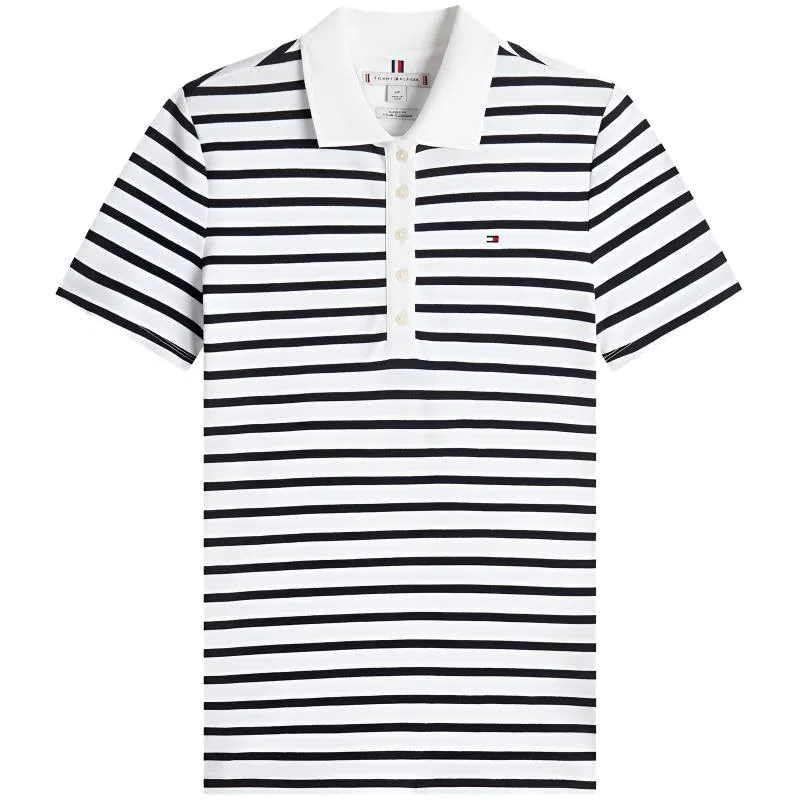 Женское поло Tommy Hilfiger, White Navy Blue Stripes YCF