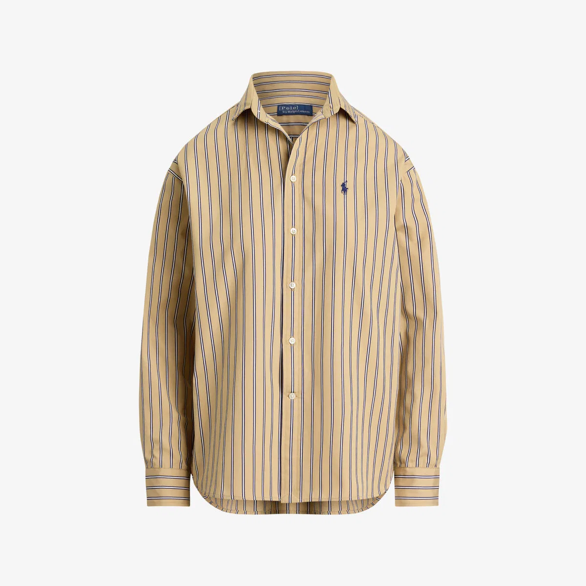 Полосатая хлопковая рубашка с вышитым логотипом бренда Polo Ralph Lauren
