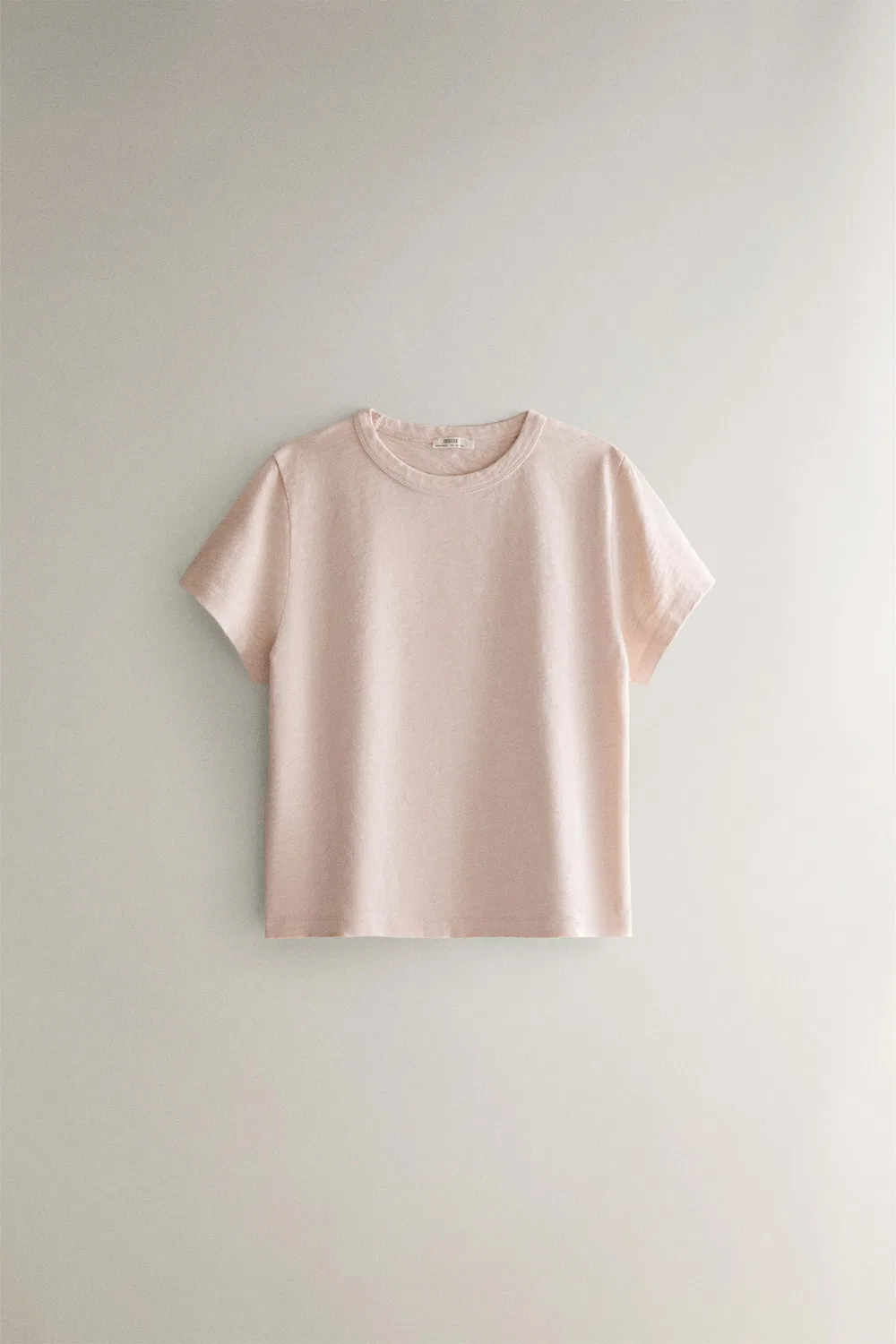 Хлопковая футболка с коротким рукавом ZARA, Pink