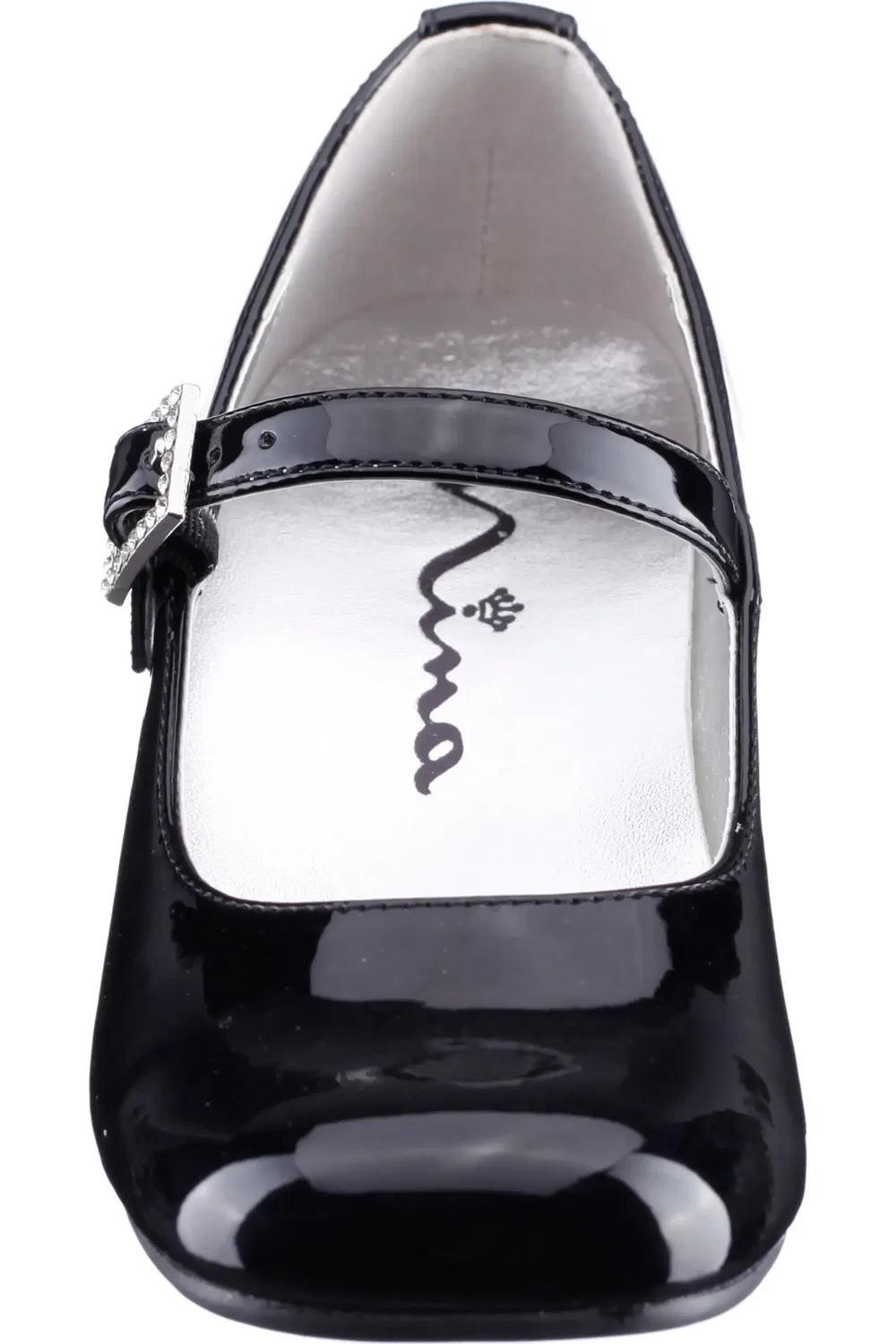 Детские туфли мэри джейн на каблуке с пряжкой Mila Nina, Black Patent — фото 4