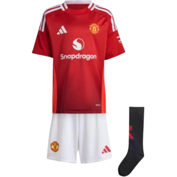 Детский спортивный комплект из футболки и шорт с принтом Manchester United 24/25 Home Adidas