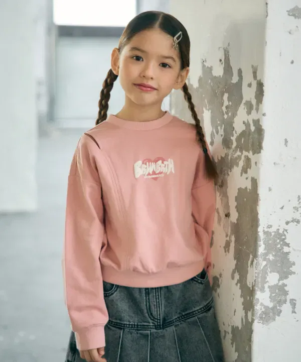 Свитшот детский с вырезом, crewneck Brownbreath Kids, розовый
