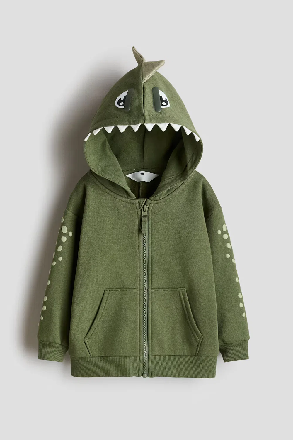 Куртка-Худи с аппликациями H&M, Dunkelgrün/Dinosaurier