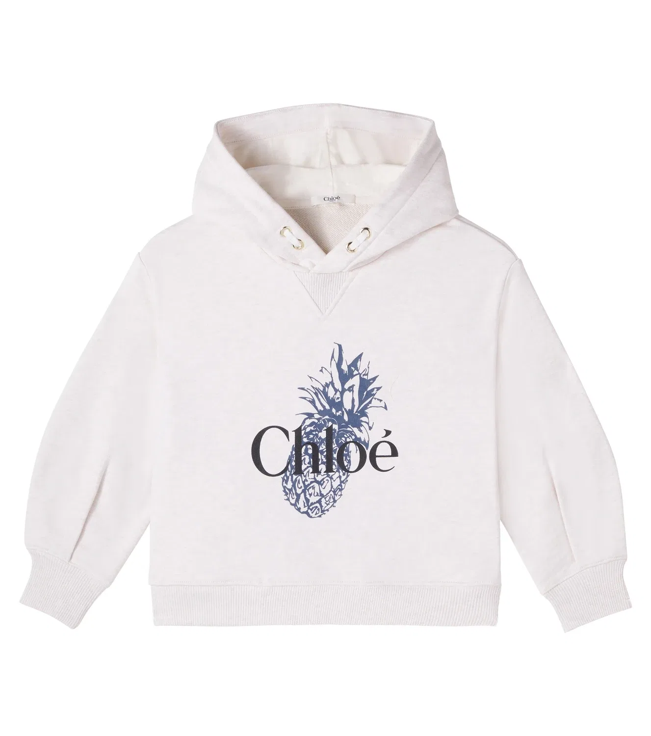 Худи хлопковое с капюшоном Chloé Kids, белый