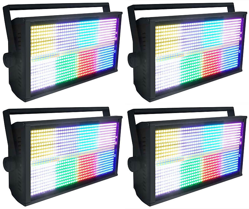 

(4) Rockville STAGE PANEL 864 LED RGB Pro Stage Wash Lights+Strobe+Matrix Combo (4) STAGE PANEL 864