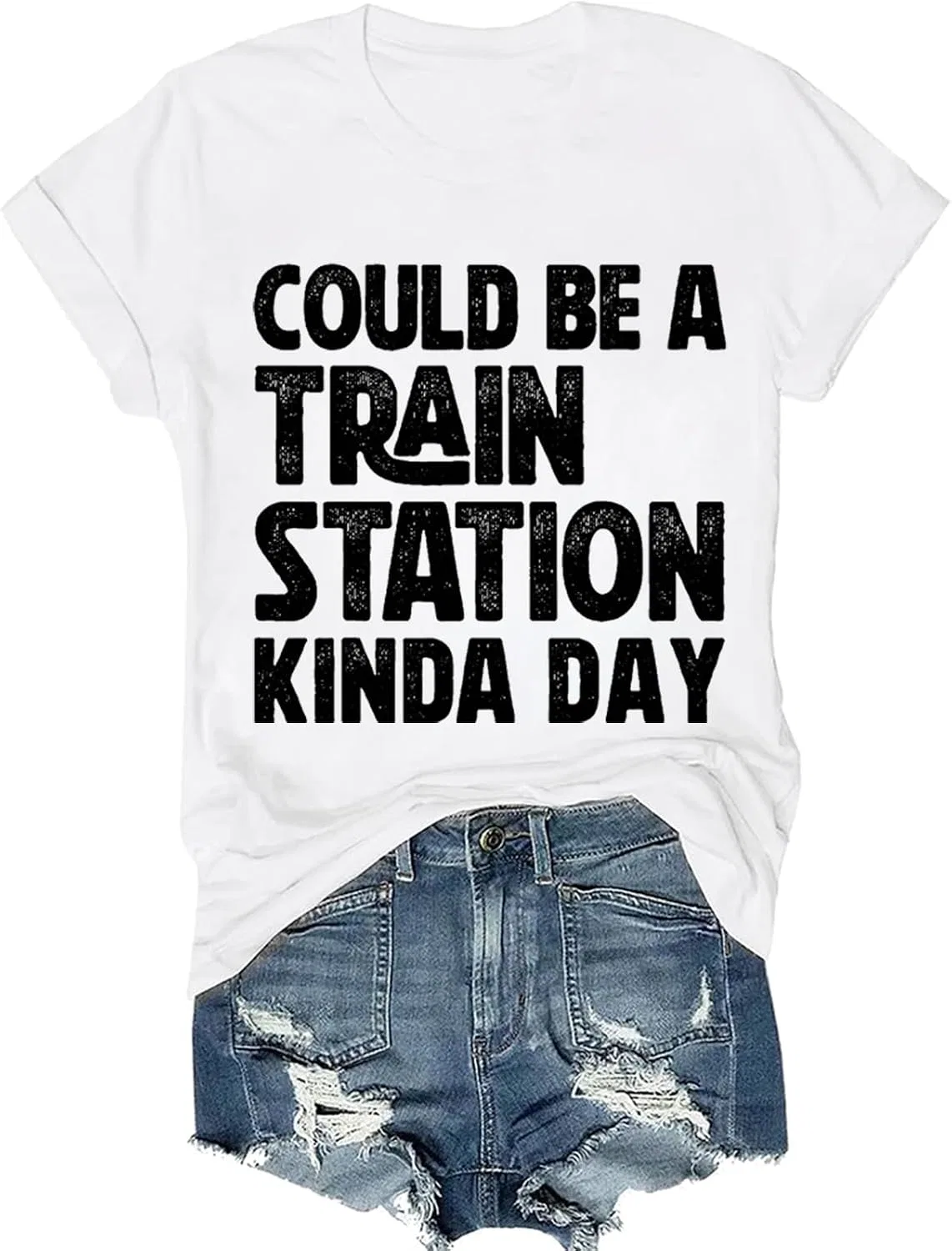 Женская футболка с принтом Could Be A Train Station Kinda Day, White