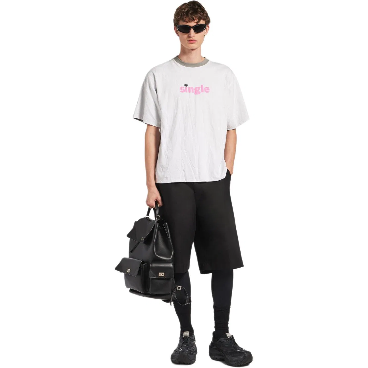 Футболка с круглым вырезом, свободная посадка, Balenciaga, Gray/White — фото 4