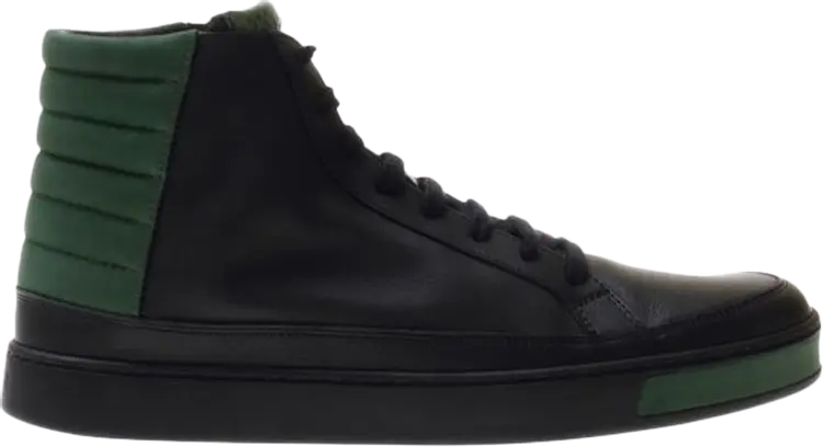 Кроссовки Gucci Signature Leather High Black Green, черный — фото 2