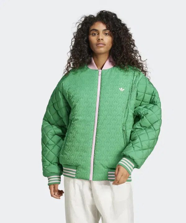 Двусторонняя бомбер куртка 70S Adidas, зелено-розовый — фото 4
