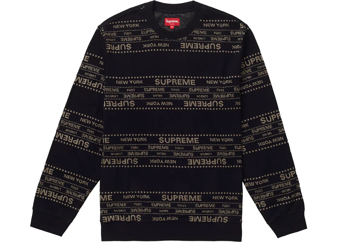 Мужской свитшот с металлическим жаккардом Supreme Crewneck, Black