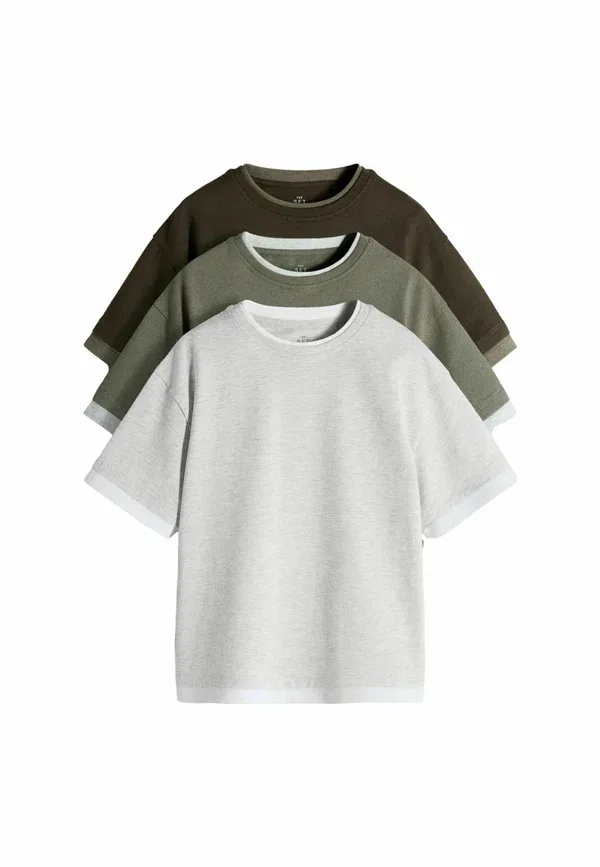 Комплект из 3 футболок с коротким рукавом, Regular fit, The Set, зеленый, серый, белый