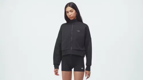 Женская спортивная куртка свободного кроя Spacer Tracktop Adidas Originals, черный/черный с отражающим эффектом/темно-серый — фото 2