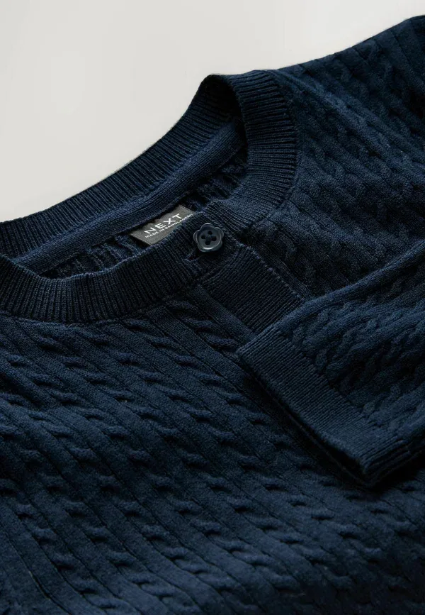 Кардиган вязаный Cable Knit Next, navy blue, темно-синий — фото 3