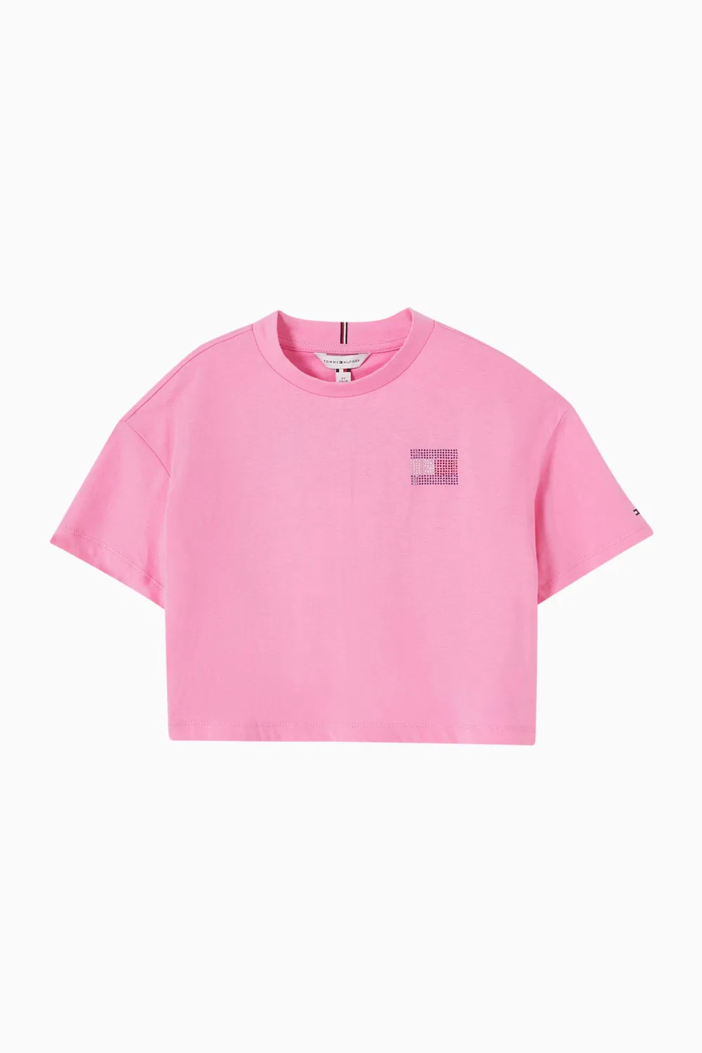 Футболка с логотипом из страз Tommy Hilfiger, розовый