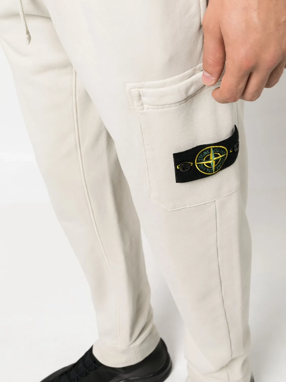 Штаны спортивные с компасом из хлопка Stone Island, светлый бежевый — фото 3