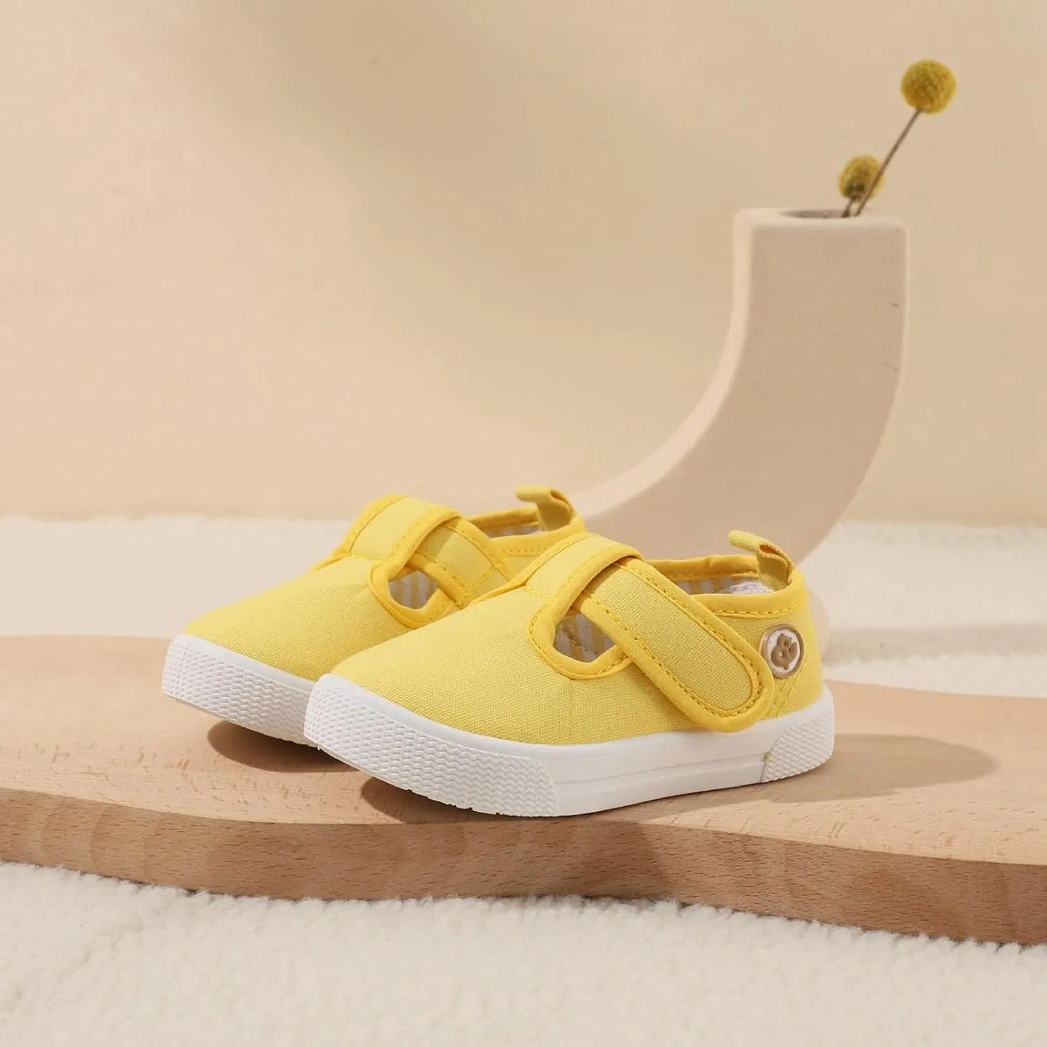 Детские кроссовки для девочек с мягкой подошвой, Yellow — фото 3
