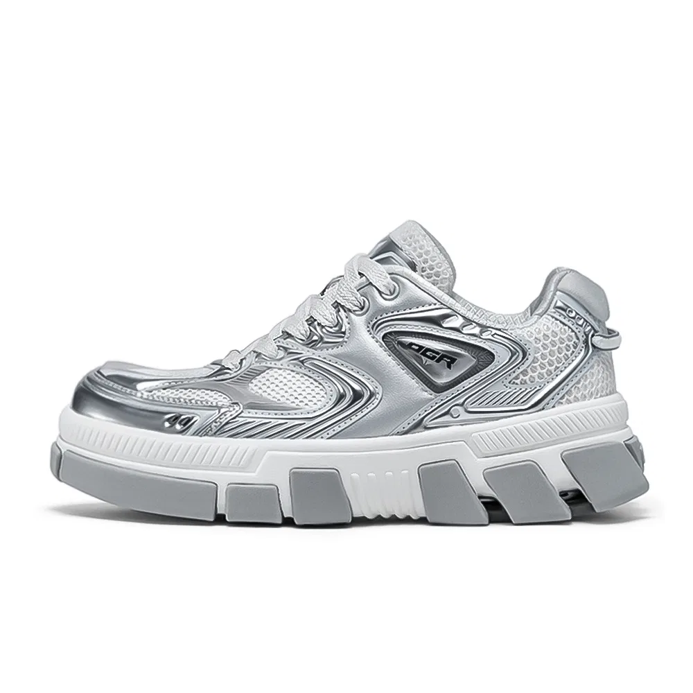 Детские скейтборд-кроссовки с принтом Scratch Mark Sterling Silver Low top OGR, White Silver — фото 3