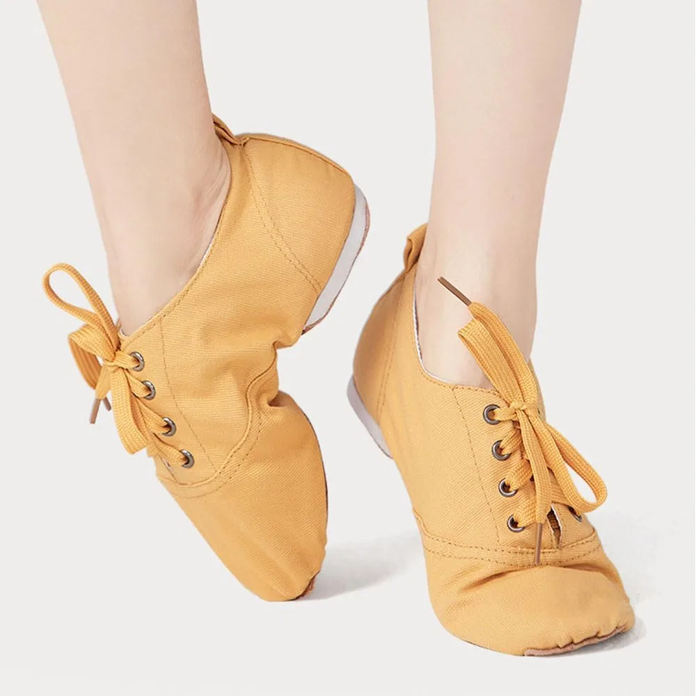 Детские джазовые ботинки для девочек на шнуровке MSMAX, Low-Top Camel — фото 4