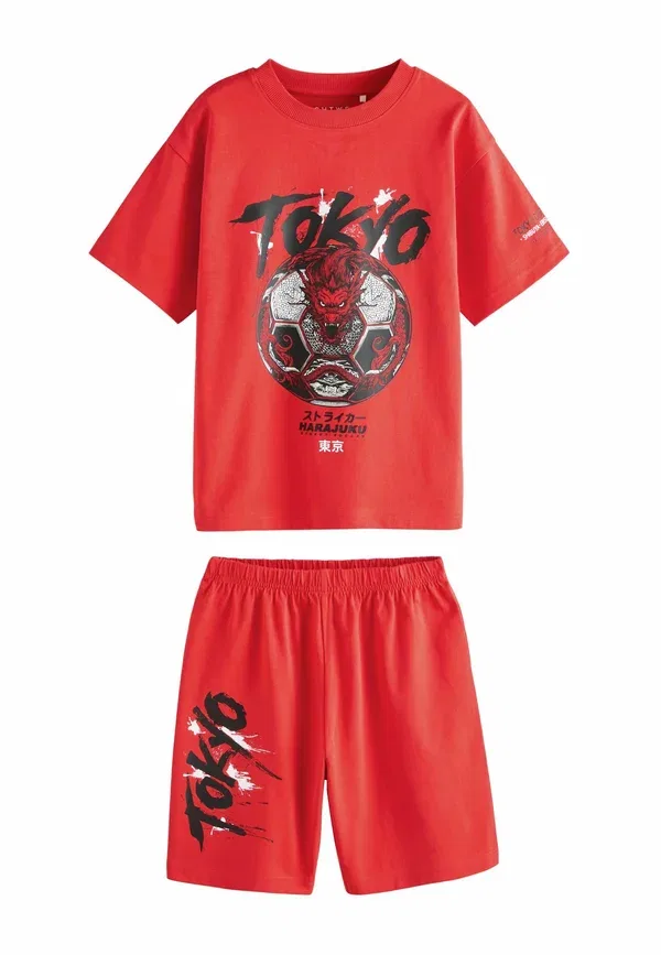 Комплект пижам с принтом Regular fit - short pyjamas 2 pack set Next, grey red Tokyo football, красный/серый — фото 2