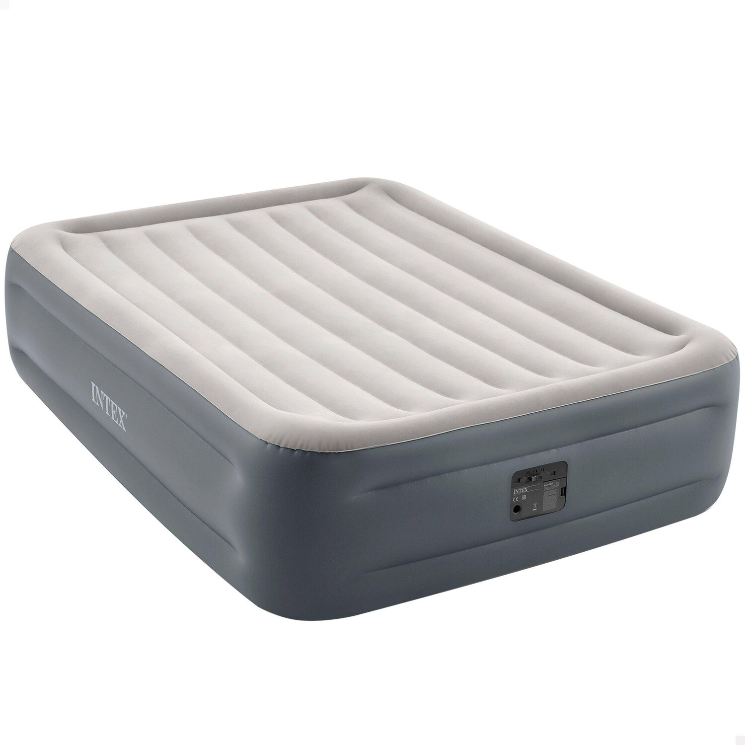 

Надувной матрас Intex Essential Rest двойной встроенный насос 203x152x25см, серый