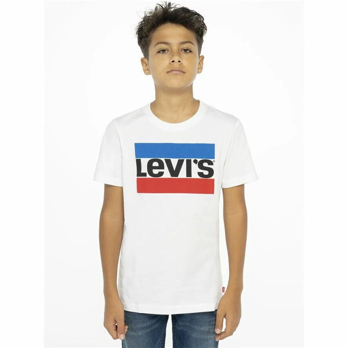 Детская хлопковая футболка с коротким рукавом Sportswear Logo Levi's, Weiss — фото 3