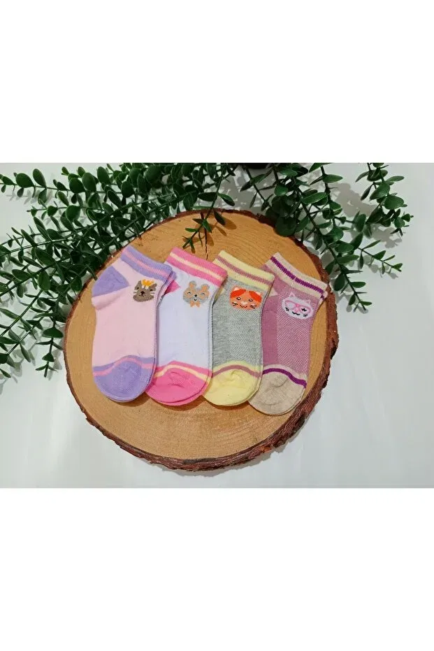 Детские носки-пинетки для девочек с узором 4-Pack Morena Pattern Bebek Meselesi, Colored — фото 2