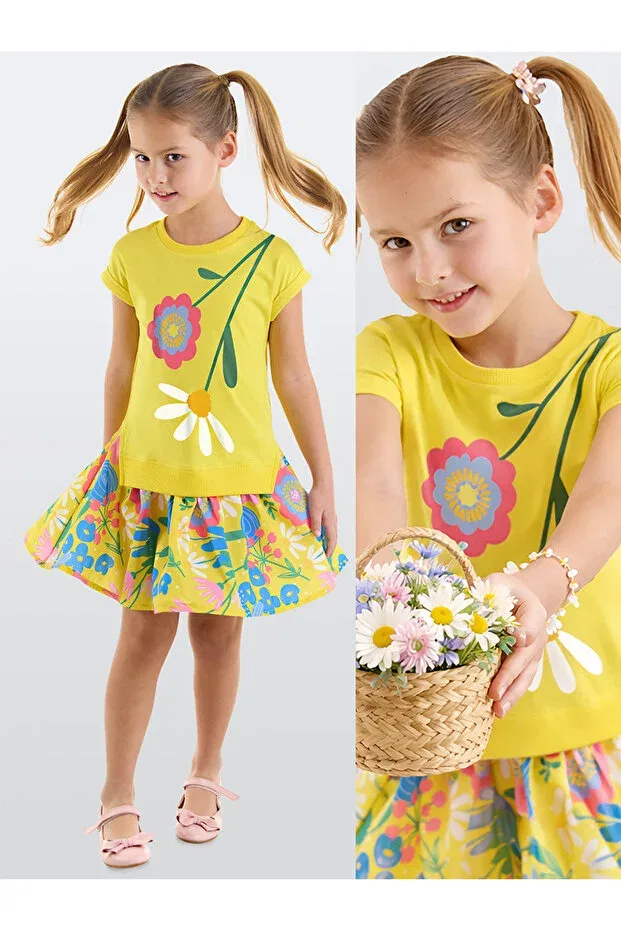 Детское платье для девочек с принтом Yellow Floral Daisy Mshb&G, Yellow