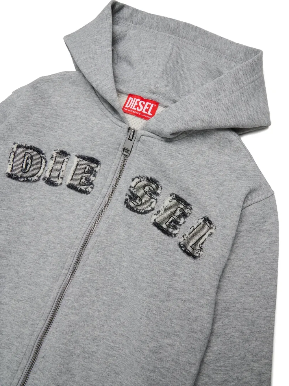 Худи на молнии с нашивкой-логотипом Diesel Kids, серый — фото 3