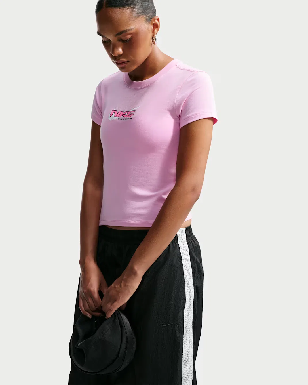 Женская облегающая укороченная футболка в стиле Mod Nike Sportswear Chill Knit, Pink Rise — фото 3