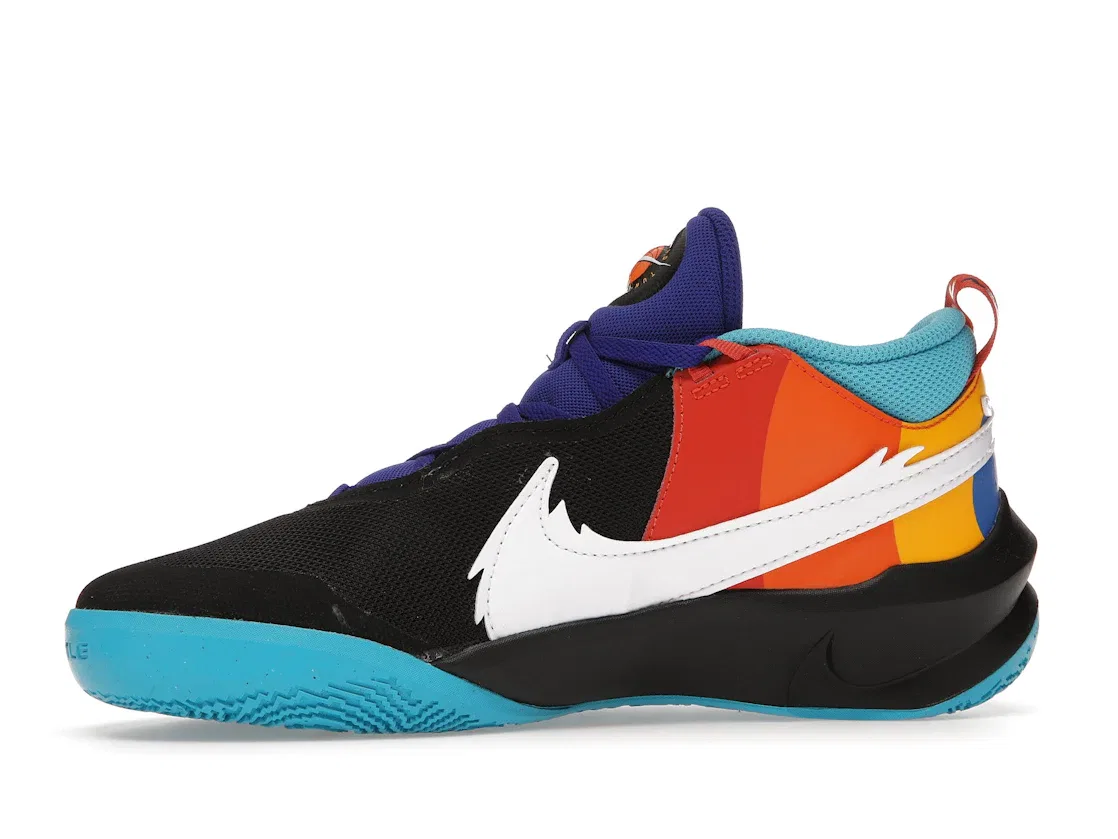Детские кроссовки для мальчиков с длинным шнурком Nike Team Hustle D 10 SE, Black/Hyper Royal-Orange-White — фото 3