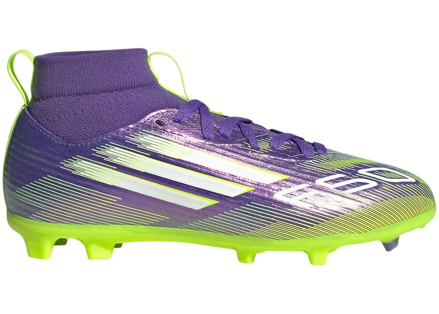 Детские бутсы Adidas F50 League Mid-Cut FG/MG, Purple Rush Cloud White Lucid Lemon