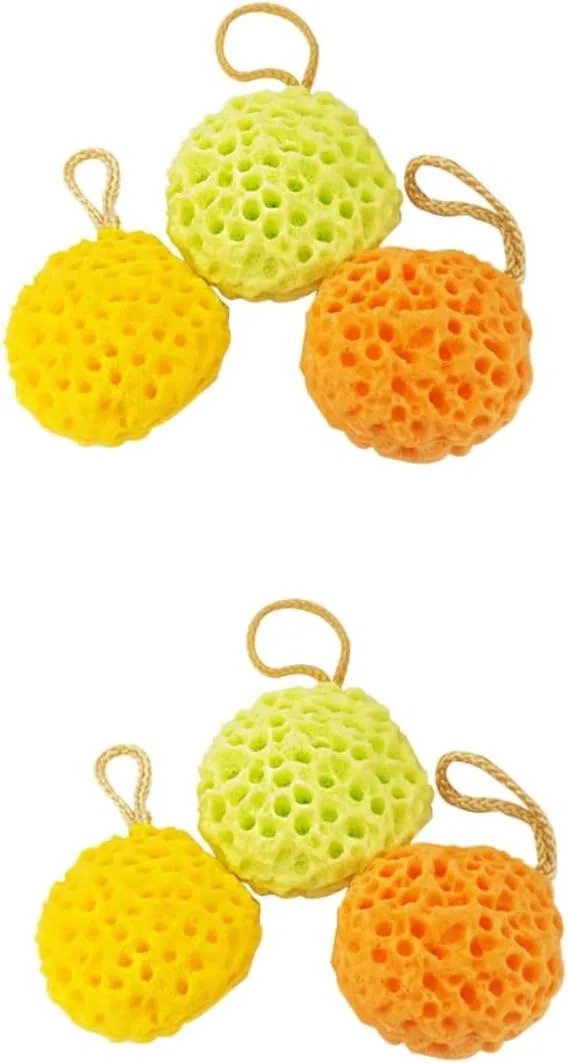Мочалка для душа Honeycomb Bath Ball, 6 шт, желтый+зеленый+оранжевый Doitool