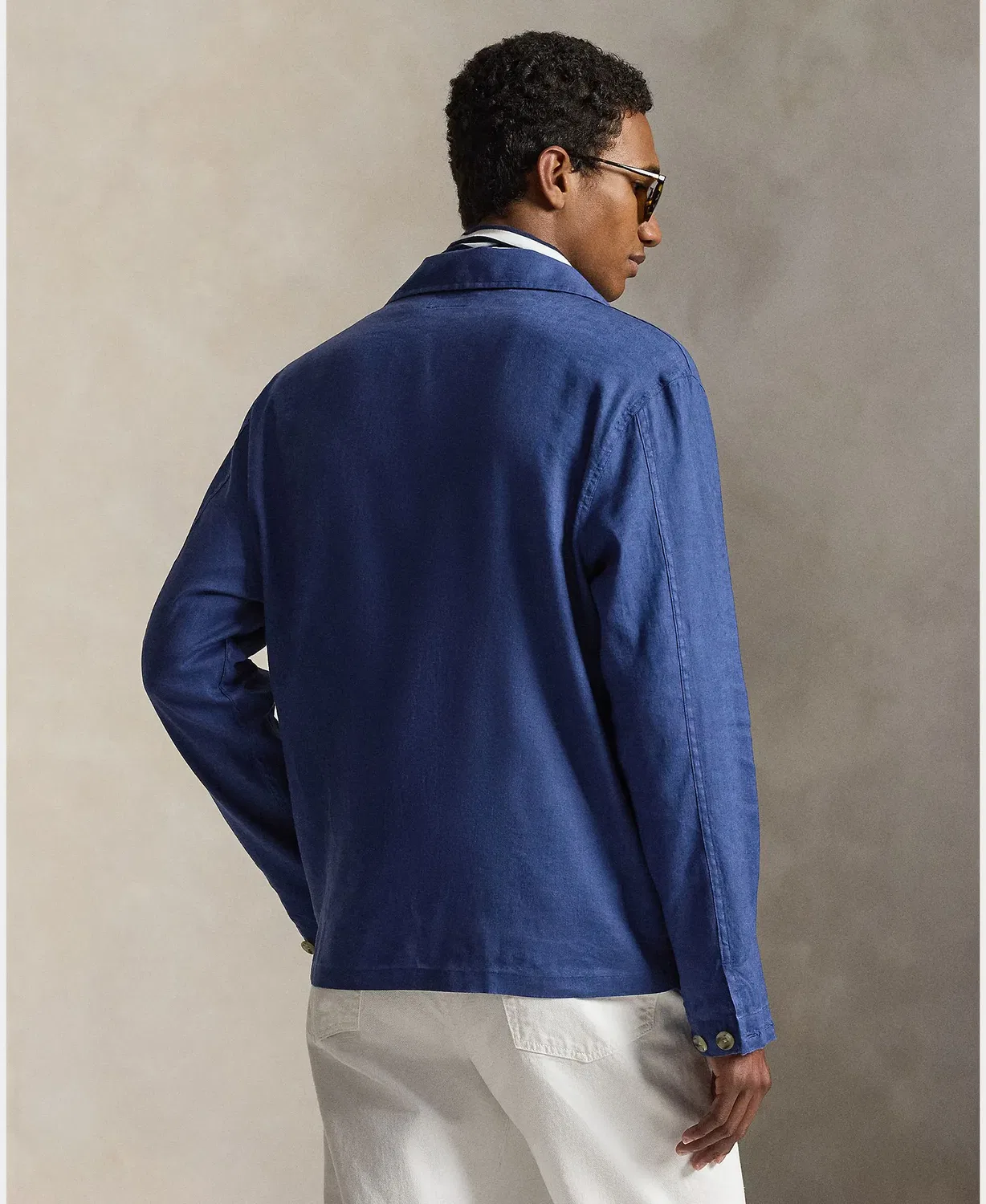 Мужская рубашка-накидка из льна с карманами Polo Ralph Lauren, Azul Marino — фото 2