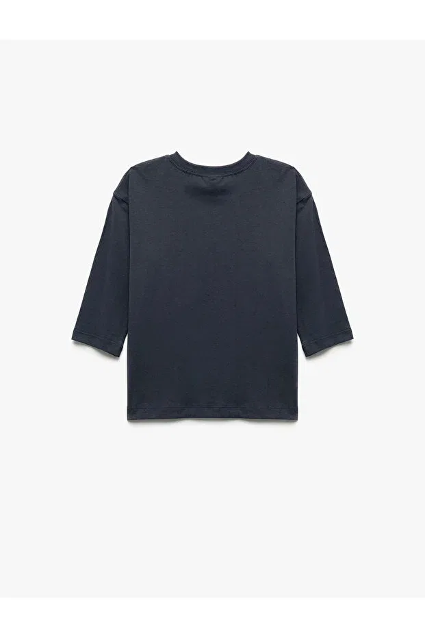 Детское для мальчиков хлопковое футболка с длинным рукавом Koton, Navy Blue — фото 2