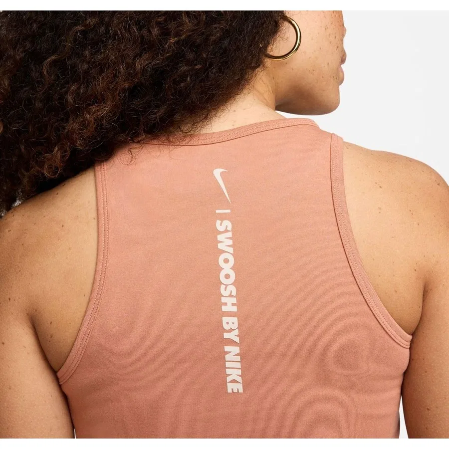 Матовое хлопковое топ-кроп с бретельками Nike Sportswear Tank, Лососевый — фото 2