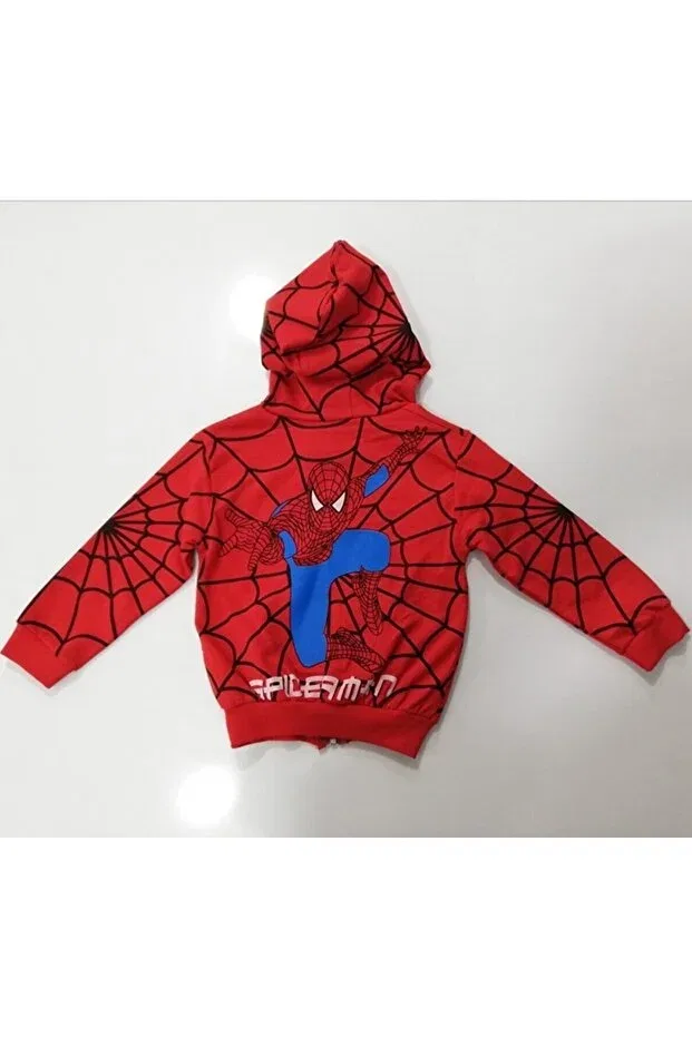 Детский кардиган с принтом Spiderman hooded cardigan Yonca Çocuk, Red — фото 2