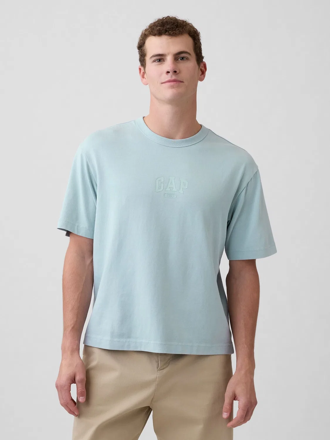 Футболка Gap Heavyweight Relaxed 1969 Logo, синяя