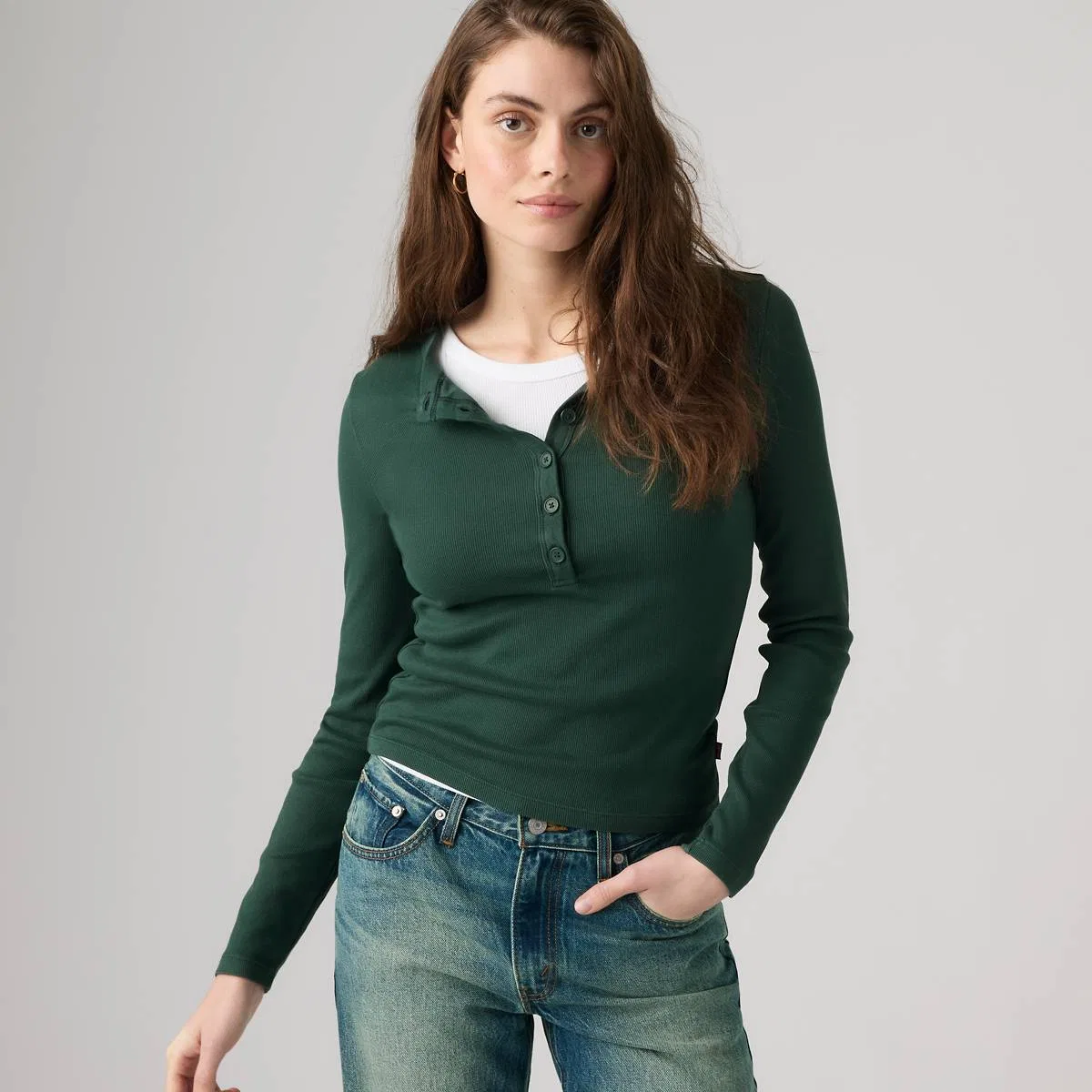 Незаменимая футболка-поло с длинными рукавами Levi's, Garment Dye Pine Grove - Green