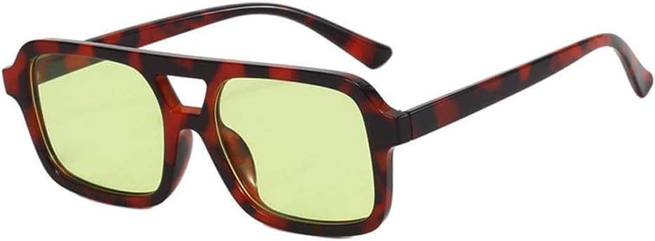 

Ретро винтажные квадратные солнцезащитные очки-авиаторы 70-х годов для женщин и мужчин, модные прямоугольные солнцезащитные очки, плоские линзы BS1700 BAODAREN, Tortoise/Light Green Lens