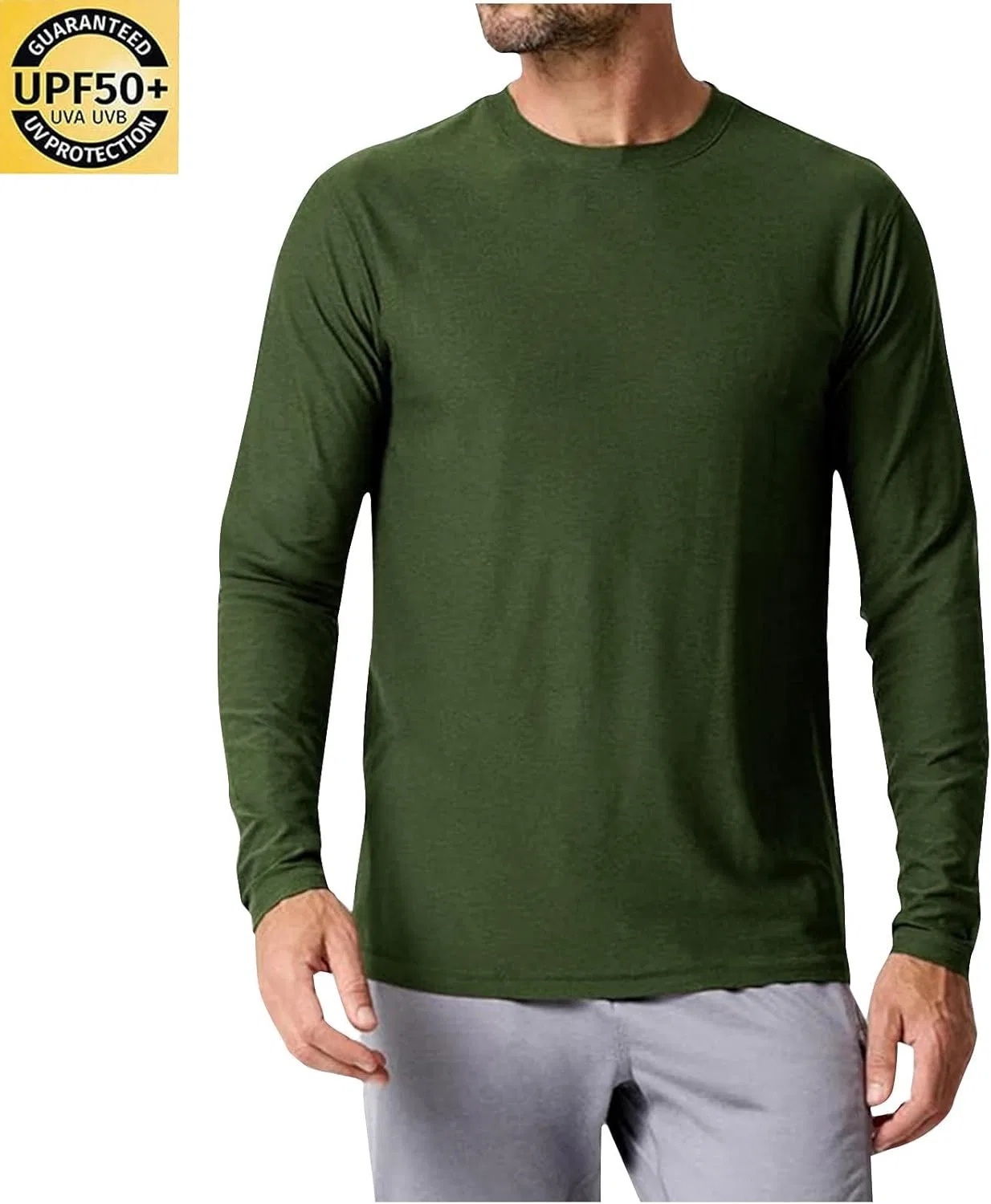 Мужская футболка с длинным рукавом UPF 50+, Generic, Army Green — фото 2