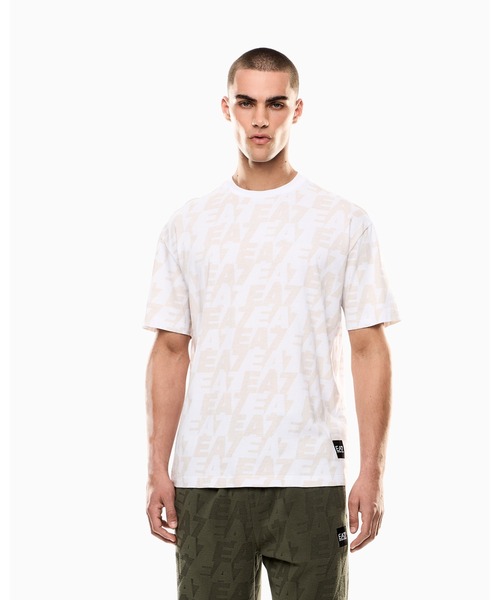 

Футболка с круглым вырезом, из органического хлопка, с логотипом ASV EMPORIO ARMANI EA7, белая